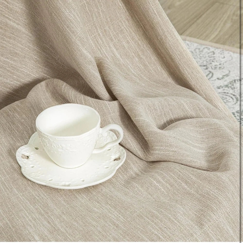 Cotton Curtains for Living Room Farmhouse Semi Sheer Light Filtering 50x84 x2